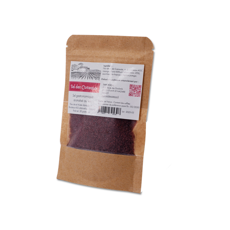 Sel de vin rouge en sachet de 50 grammes