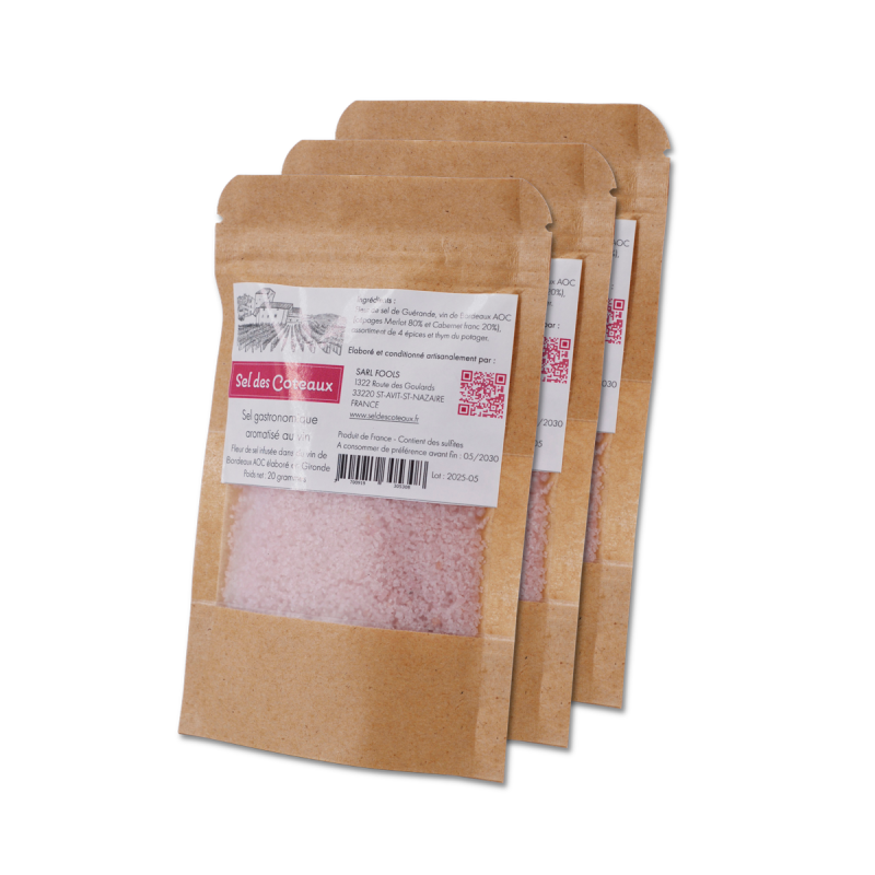 Sel de vin rosé 3 sachets de 60 grammes