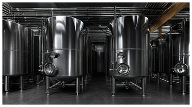 Cuves inox dans chai de vigneron