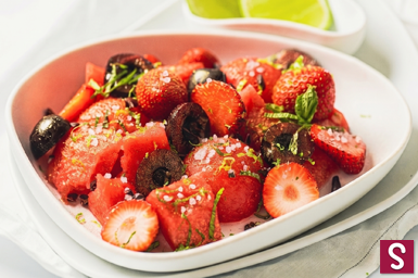 Fraises au sel de vin rosé Sel des Coteaux - recette dessert gastronomique